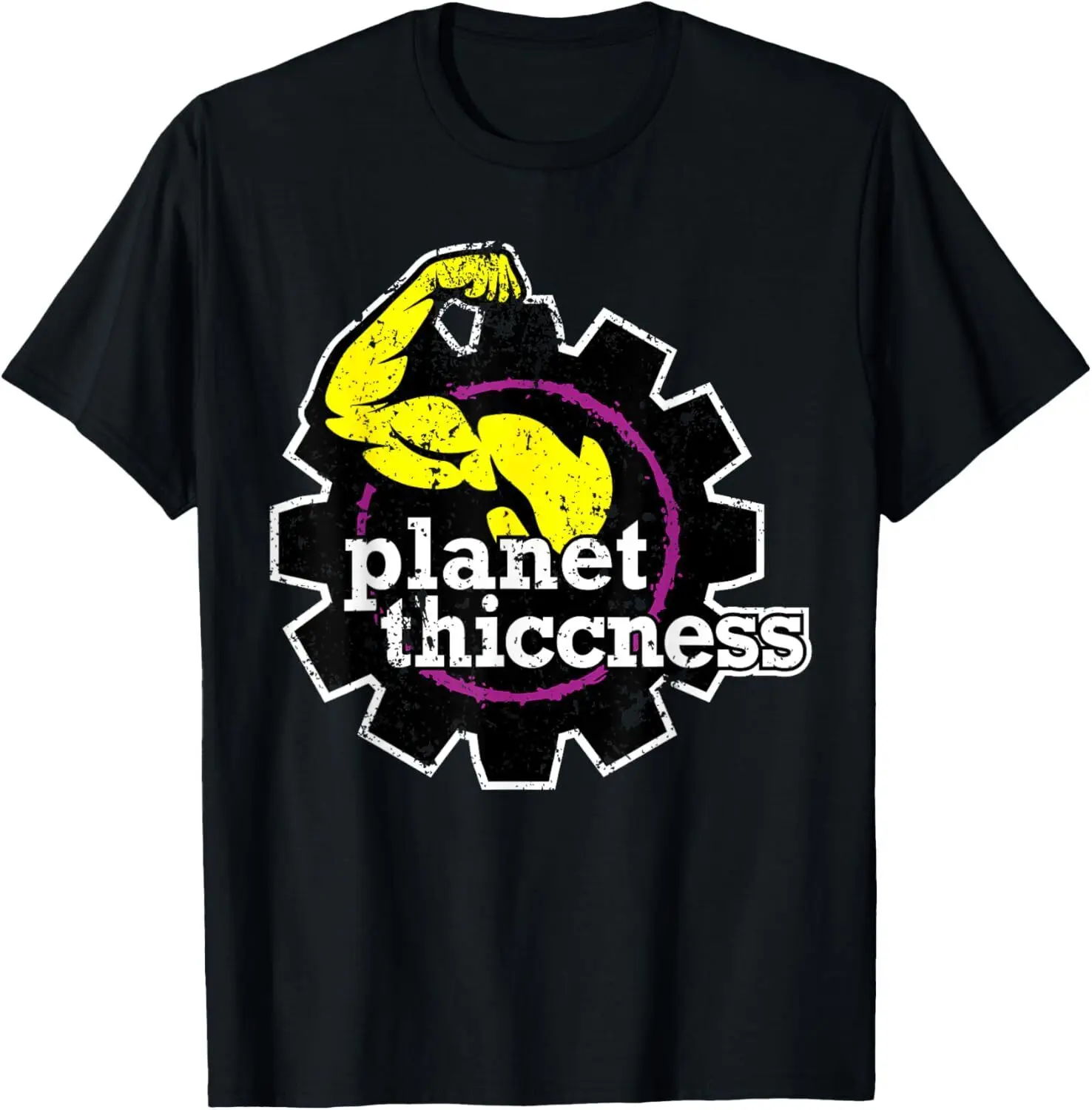 NEW! Planet Thiccness Gym Thickness Funny Joke Workout T-Shirt - MADE IN USA