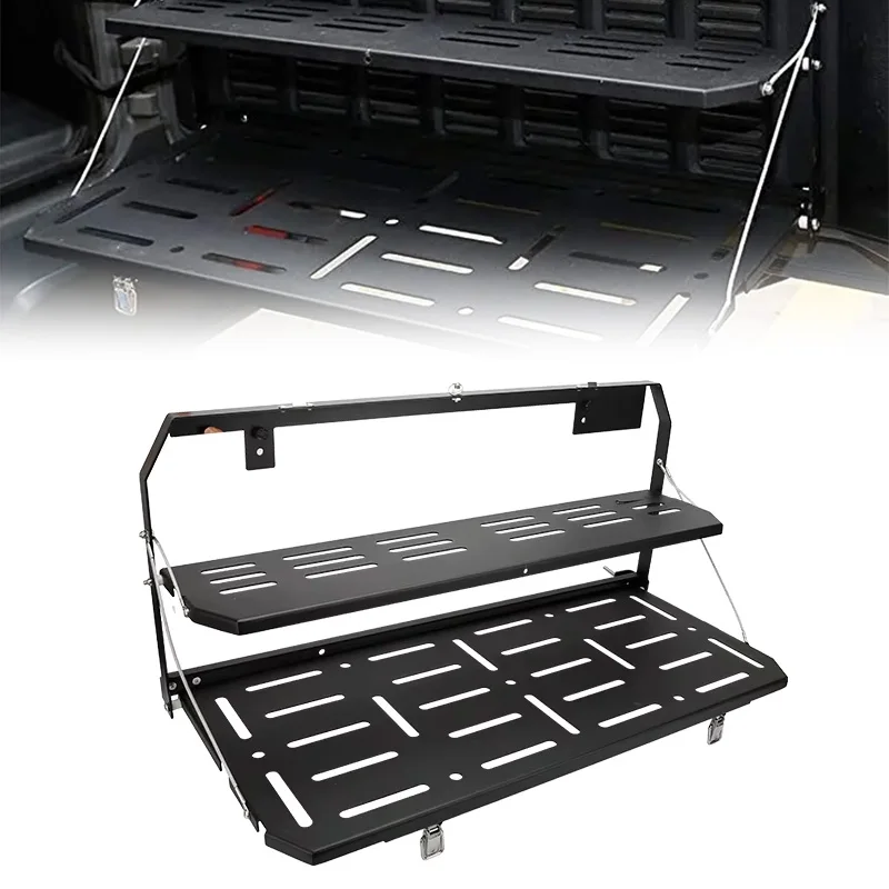 

In Stock Double-Layer Foldable Table Cargo Luggage Holder Carrier Shelf Storage Rack Tailgate Table For Jeep Wrangler JL 2018+
