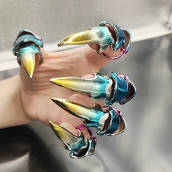 Colorful Long Nail Punk Personality Ring Rock Hip Hop Men's Women's New Fashion Trend Hallowmasparty Jewelry Accessories