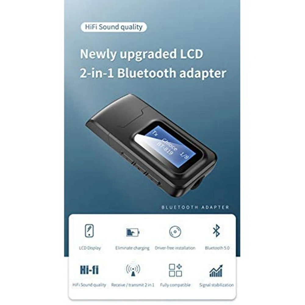 A24U Bluetooth 5,0 Sender Empfänger Für TV 2 In 1 USB Wireless Audio Adapter Mit LCD Display Für Auto Audio TV PC