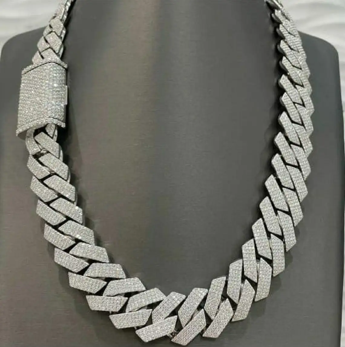 Iced Out Hip Hop 24MM Wide 4 Rows Miami Cuban Link Chain VVS Moissanite Cuban Link Chain necklace