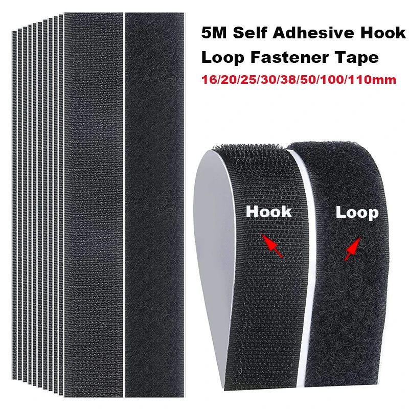 5M/Pair Strong Self Adhesive Hook and Loop Fastener Tape Nylon Sticker Adhesive Hook Loop Tape DIY Craft Accessories 16-110mm