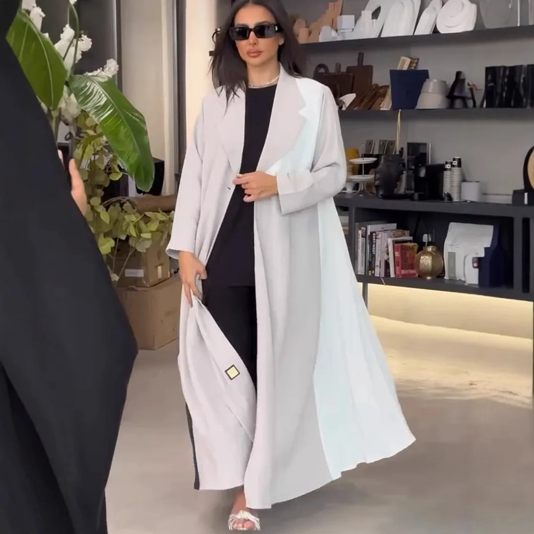 

Printed Open Cardigan 2024 Faionable Ele Long Sle Personali Women's Windbreaker Artificial Fiber Material