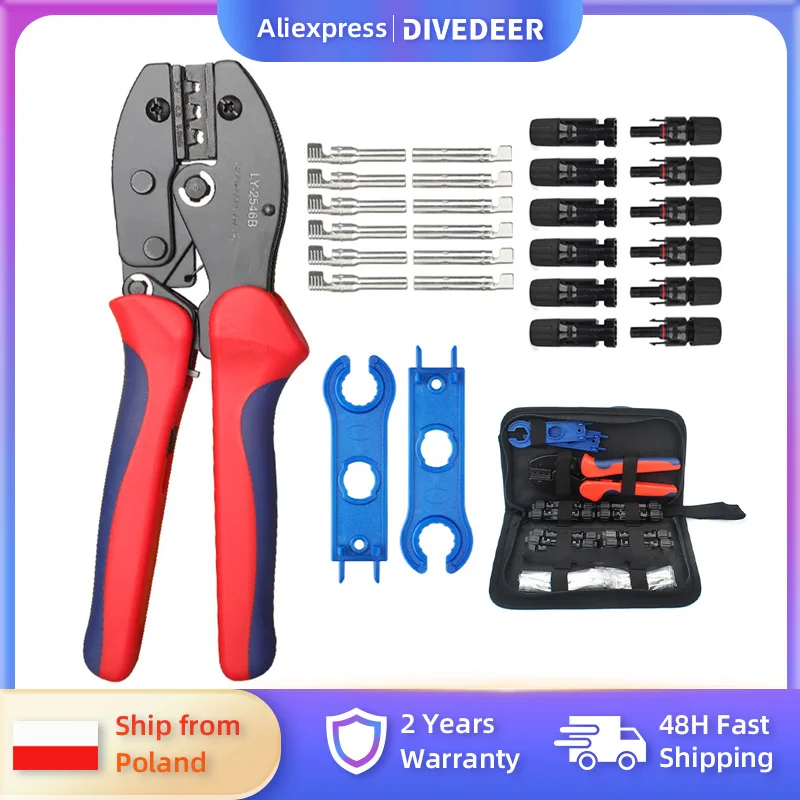 DIVEDEER Solar-PV-Crimpwerkzeug-Set für MC4-Stecker, Kabelabisolierer & Schraubenschlüssel-Kit für Photovoltaik-Verkabelungsinstallation