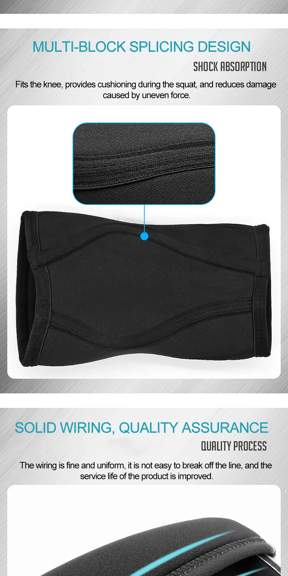 AOLIKES 1 Paar 7 mm Neopren-Sport-Knieschützer, Kompression, Gewichtheben, unter Druck, Crossfit, Training, Knieschützer, Unterstützung für Damen und Herren – Detail 8