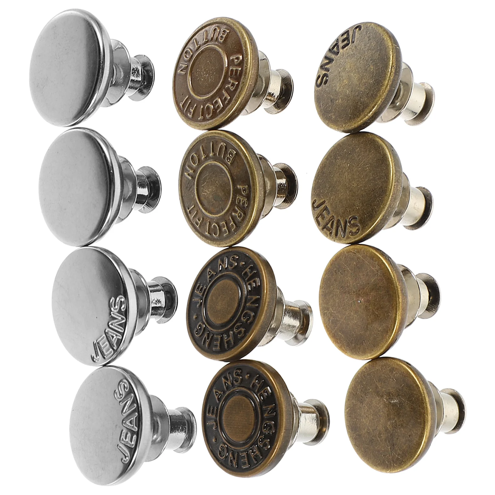 

12 Pcs Detachable Buttons No Sew Jeans Replacement Buttons Buckles Press Studs Adjustable Accessories Pants Fasteners Nail Free