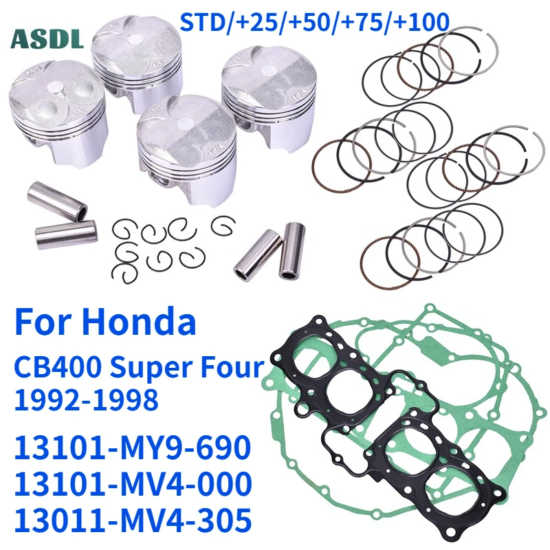 

Motorcycle Engine Parts For Honda CB400 SF 1992-1998 CB400 SUPER FOUR Piston Rings Kit and Overhaul Gasket Mat Repair Pad Set