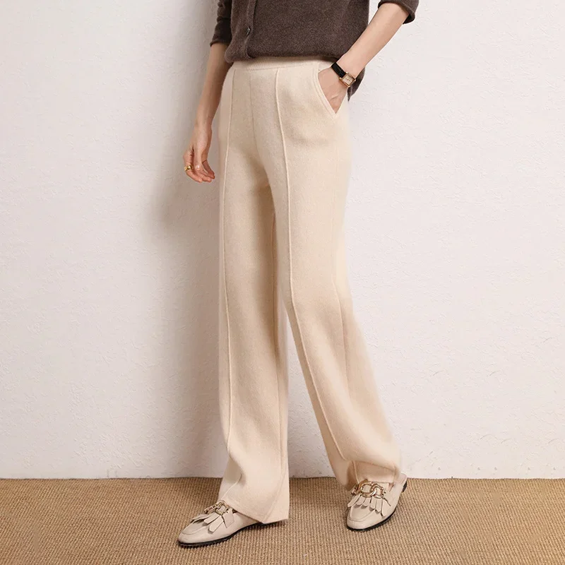 High quality knitted cashmere pants made of pure cashmere support custom cashmere pants for women