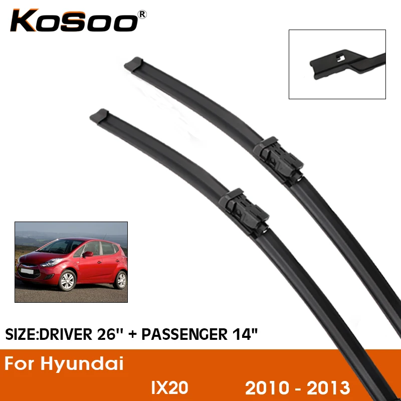 

Car Wiper Blade For Hyundai IX20 2010-2013 Windshield Rubber Silicon Refill Front Window Wiper 26"+14" LHD RHD Auto Accessories