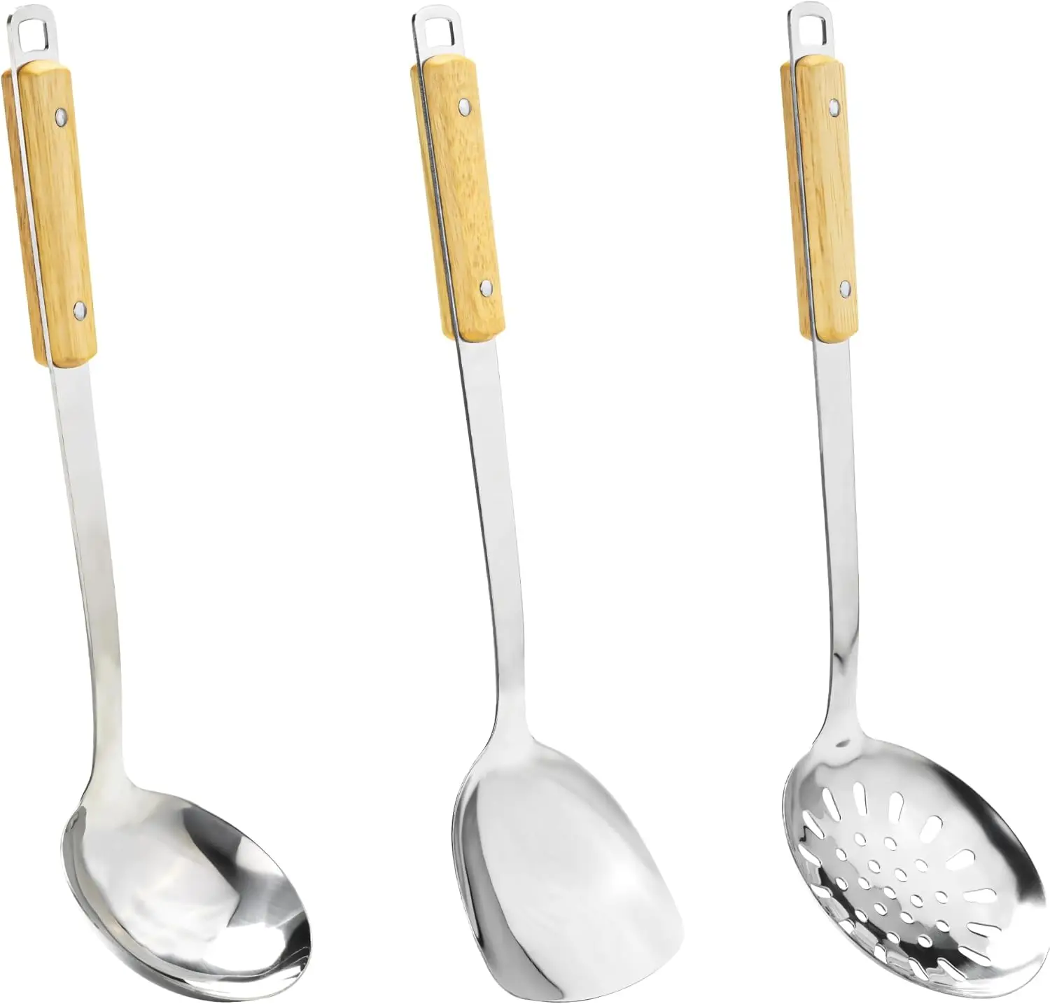 

Wok Spatula and Ladle Skimmer Spoon - Stainless Steel Cooking Utensils Set,Kitchen Wok Utensils Set