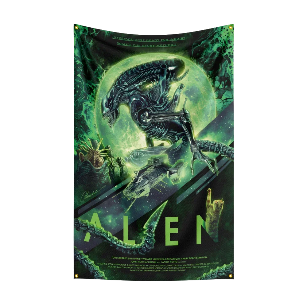 

3x5 Ft A-Aliens Movie Flag Polyester Digital Printing Banner for Garage Wall Art Out Door Decoration With Brass Grommets