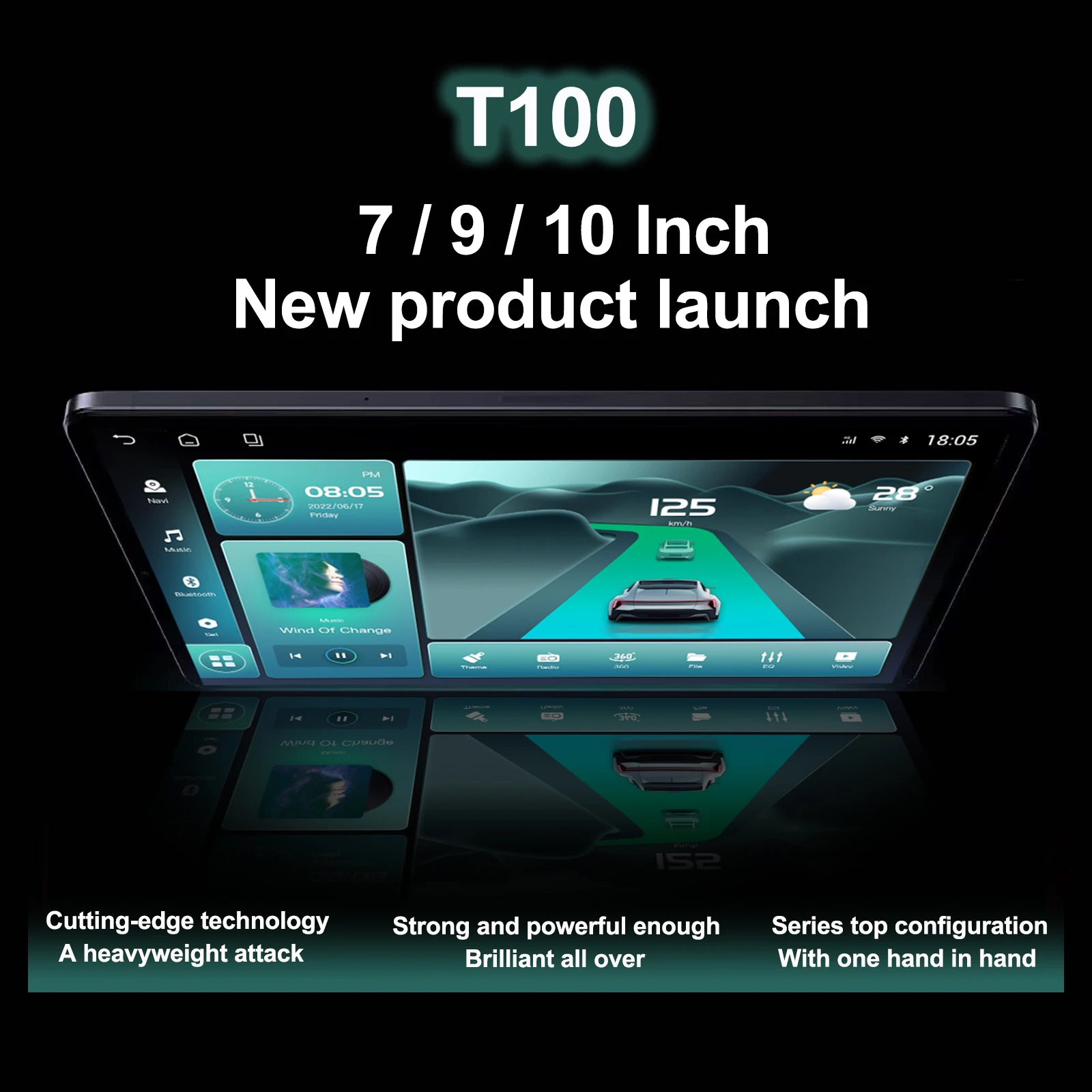 7 "9" 10 "T100 Universal Androidหน้าจอWireless Carplayรถเครื่องเล่นดีวีดีวิดีโอUniversal Headunit GPS Carplay 5G Wifi BT5.4