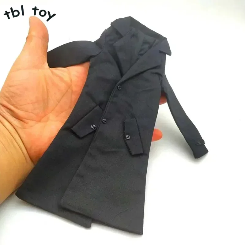 Tbleague Black 1/6 Scale Tight Coat Long Windbreaker Clothes Model for 12in Narrow Body Action Figure Toy