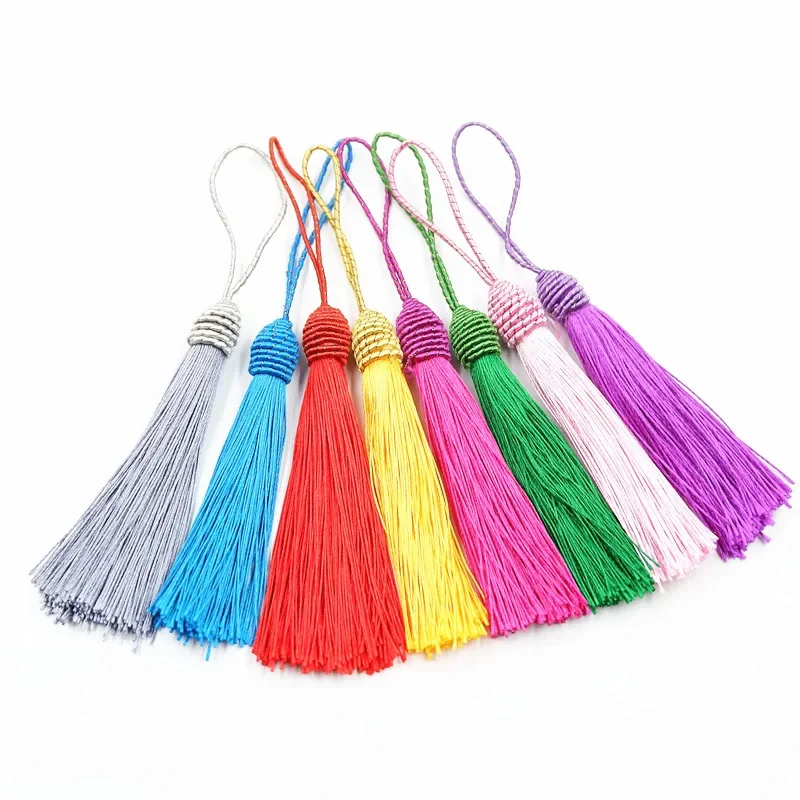 5/10Pcs 13cm Silky Tassel Handmade Soft Craft Mini Floss Bookmark Tassels with Loop Jewelry Making Bookmarks DIY Craft Accessory