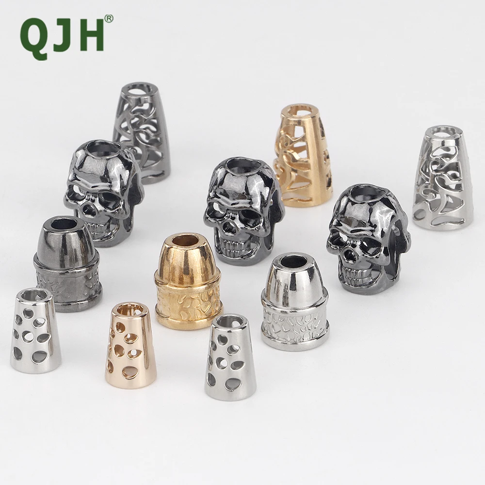 20Pcs Metal Skull Bell Stopper Cord Lock Alloy Rope End Lock Hollow Bell Rope Fastener End Stopper for Clothes Backpack Bag DIY