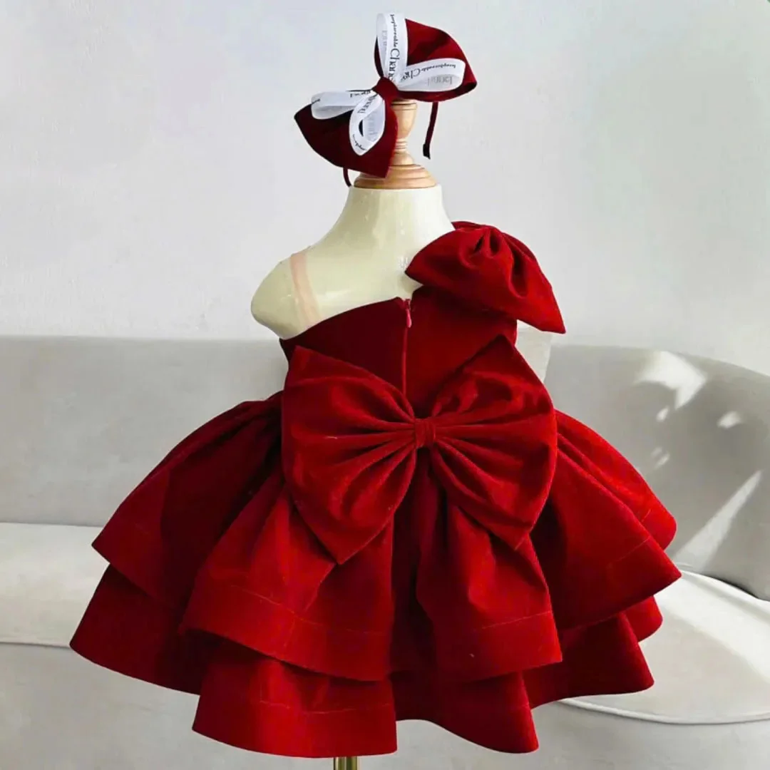 abiti-da-damigella-d'onore-rossi-personalizzati-per-matrimonio-in-raso-lunghezza-al-ginocchio-monospalla-gonfi-con-fiocco-eleganti-per-prima-comunione-e-ballo-di-fine-anno