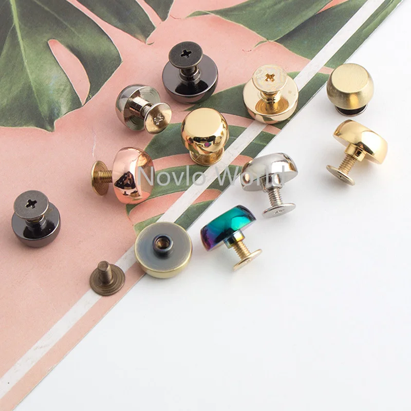 50-200pcs 8 colors 11mm 13mm solid cast stud DIY bag bottom rivets in screws,bags handbags purse feet studs