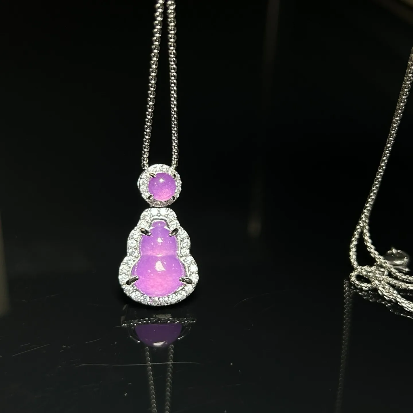inlay Nature ice Burmese Jade Jadeite gourd lucky charm Amulet Pendant&Necklaces