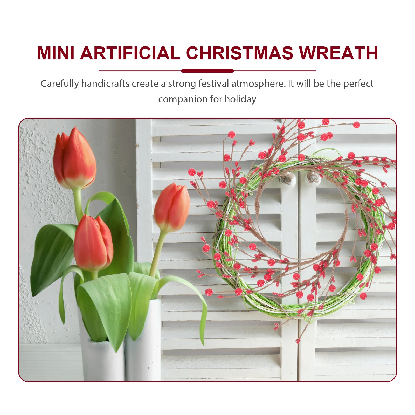

Christmas outside Decor Wreath Red Berries Small Berry Holiday Candles Halloween Artificial Wreaths for Front Door