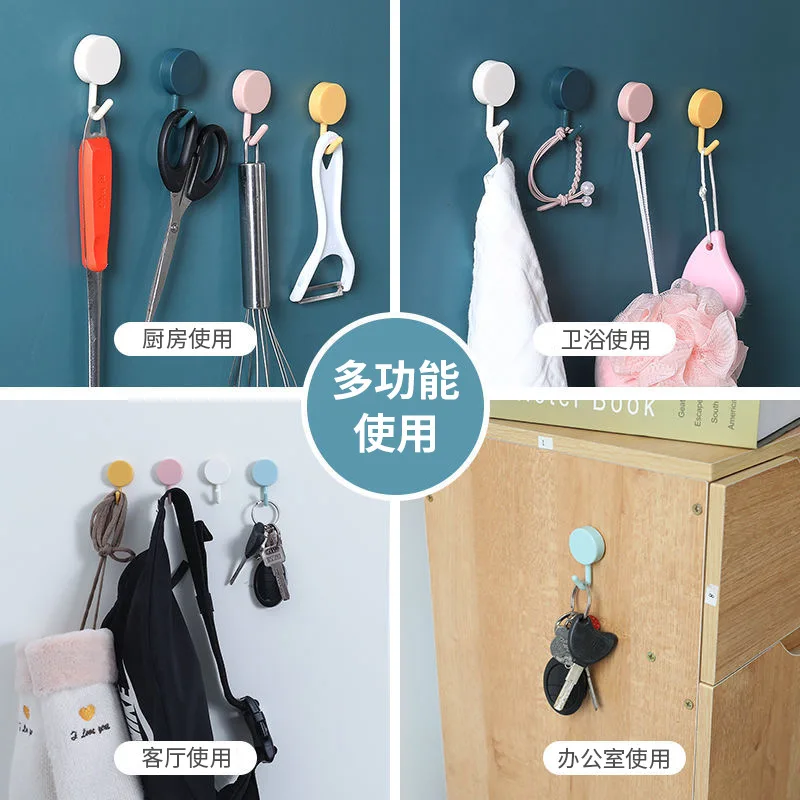 1-10PCS Self Adhesive Wall Hook Strong Kitchen Storage Sticky Hooks Towel Bag Clothing Bathroom Door Hanger Home Organizer Hooks