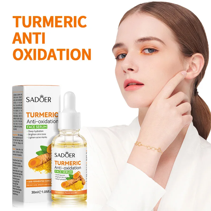 

SADOER Turmeric Antioxidant Serum Hydrating Facial Treatment Freckle Whitening Serum Curcumin Oil Brighten Fade Dark Spot 30ml