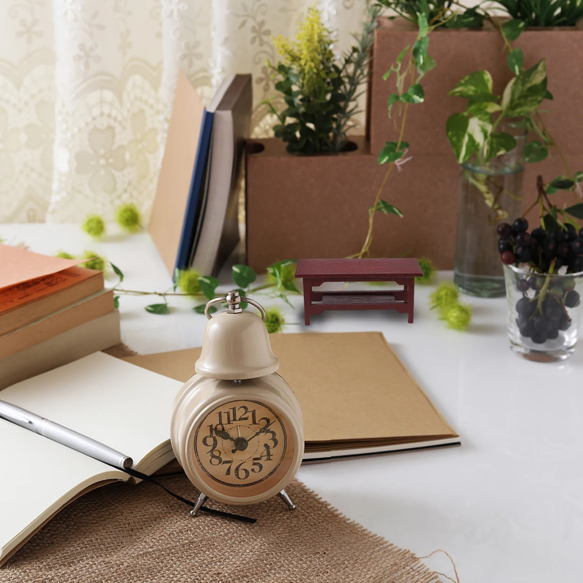 2 pçs mini casa decorações de mesa bambu madeira micro móveis pequeno fingir jogar quarto sala estar fotografia adereços presente