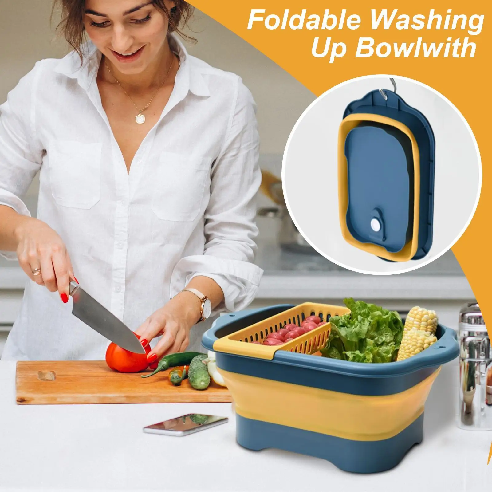 

Portable Bucket for Cleaning Foldable Dish Pan With Drain Plug Household Cleaning Tools for RV Kitchen Bowl Laundry Fishing