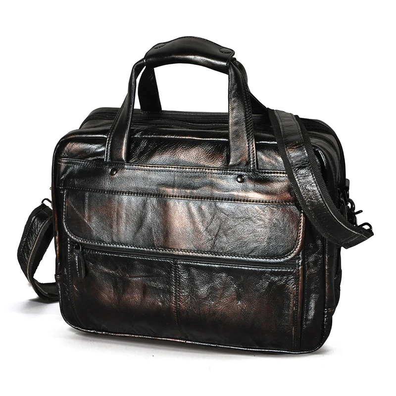 Men Oil Waxy Leather Antique Design Business Briefcase Laptop Document Case Coffee Attache Messenger Bag Tote Portfolio 7146