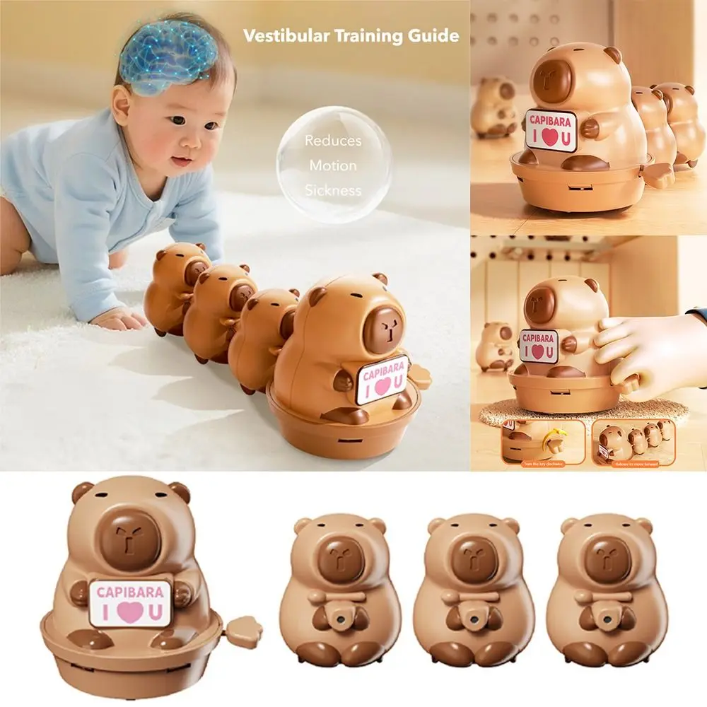 Capibara cartone animato giocattolo a orologeria connessione magnetica in plastica Capibara carica bambola marrone meccanismo di carica altalena giocattolo strisciante per bambini