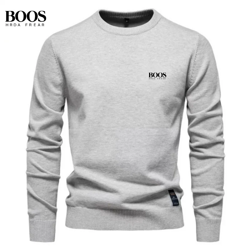 New Men's Long Sleeve Round Neck Sweater Knitted Sweater Autumn/Winter Trendy Fashion Casual