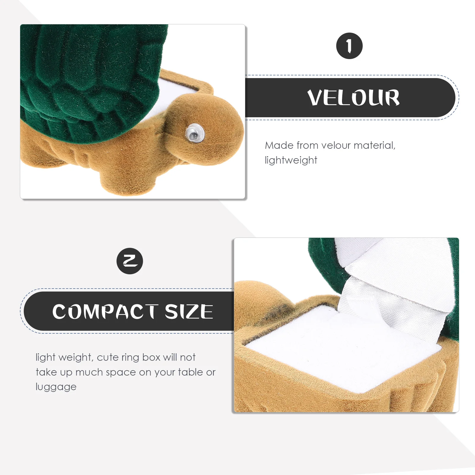 Velvet Turtle Jewelry Box Green Lightweight Portable Storage Case for Rings Necklaces Earrings Bracelets Cute Compact Gift