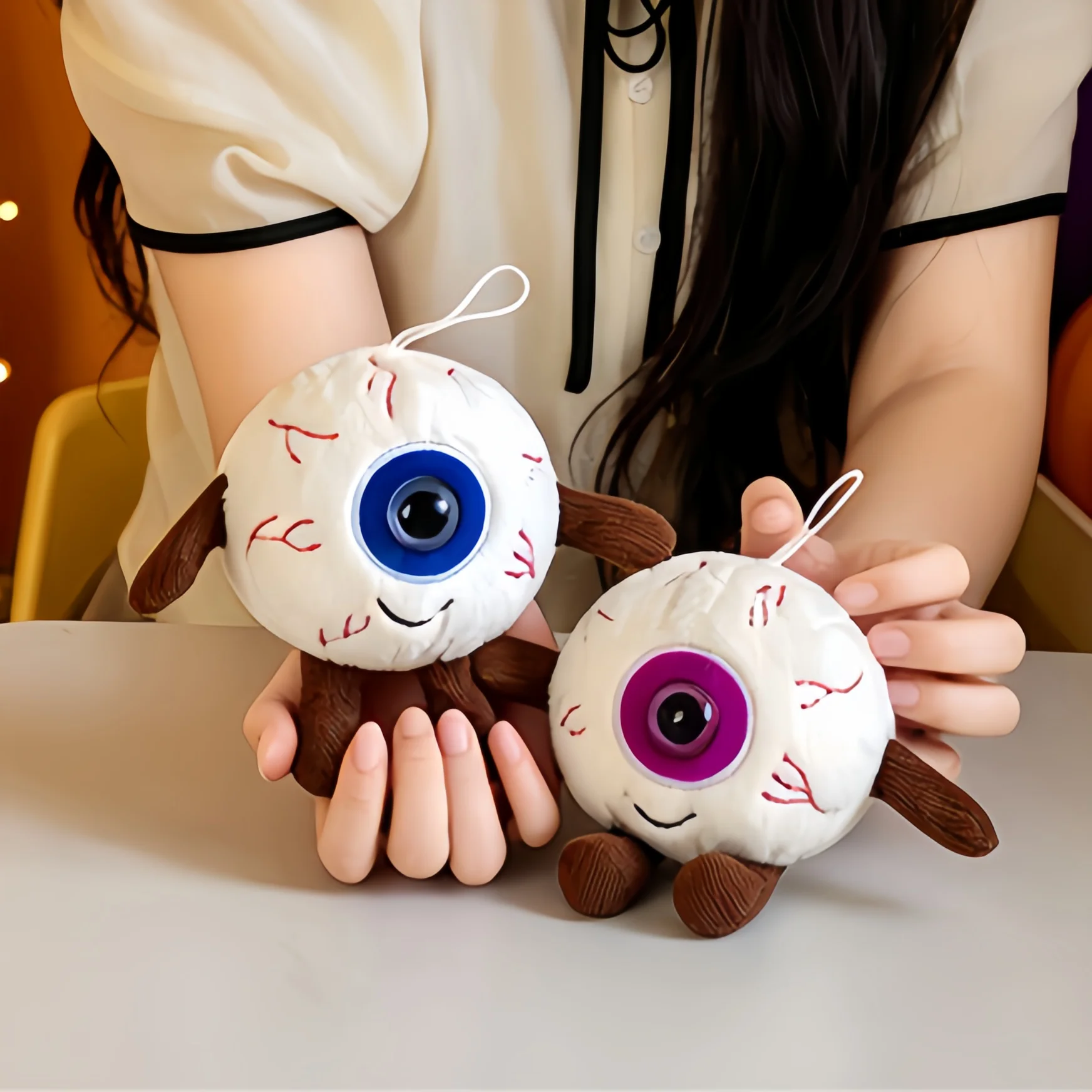 Eyeball Plush Toys Funny Prank Toy 14cm Halloween Style Pendant Festival Decoration Toys Creative Keychain Surprise Gifts