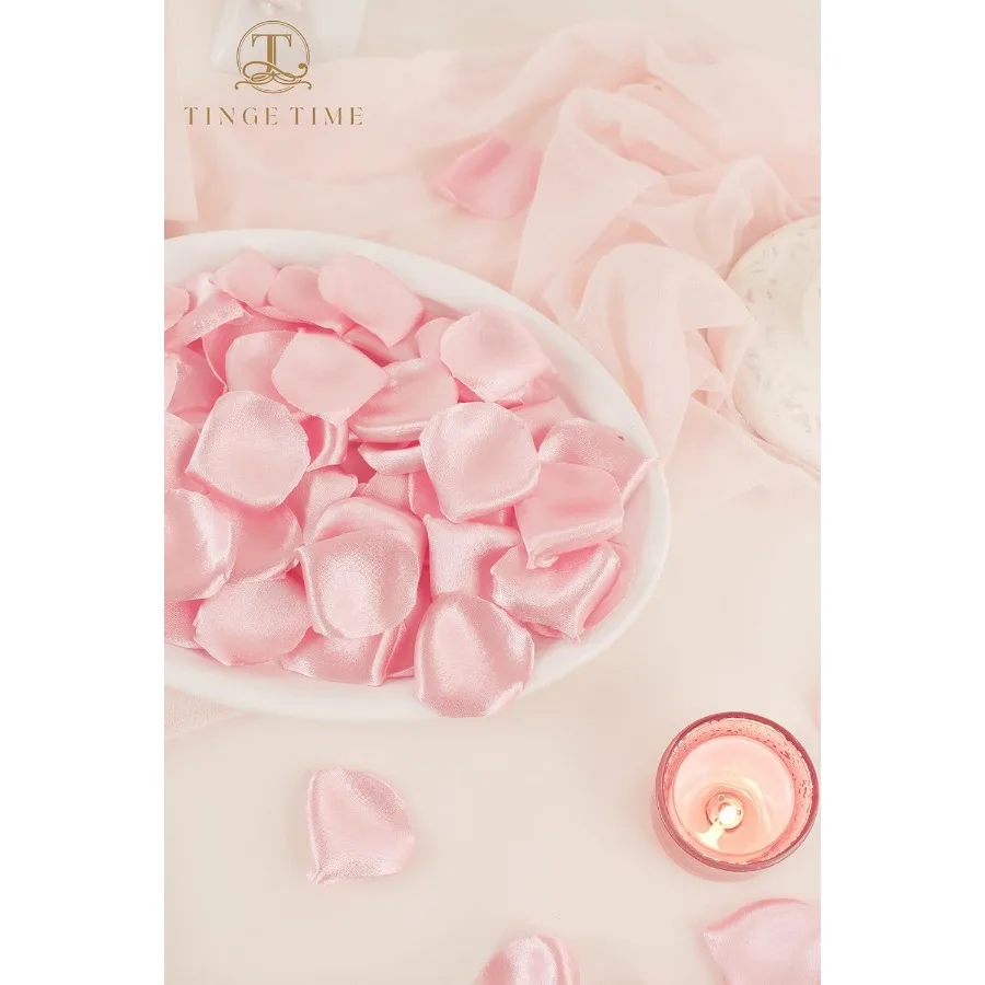TINGE TIME 300 قطعة بتلات الورد الحرير أحمر الخدود الوردي القلب بتلات الزهور لحفل الزفاف زهرة فتاة سلة Ai مبعثر طاولة العشاء مركز #3