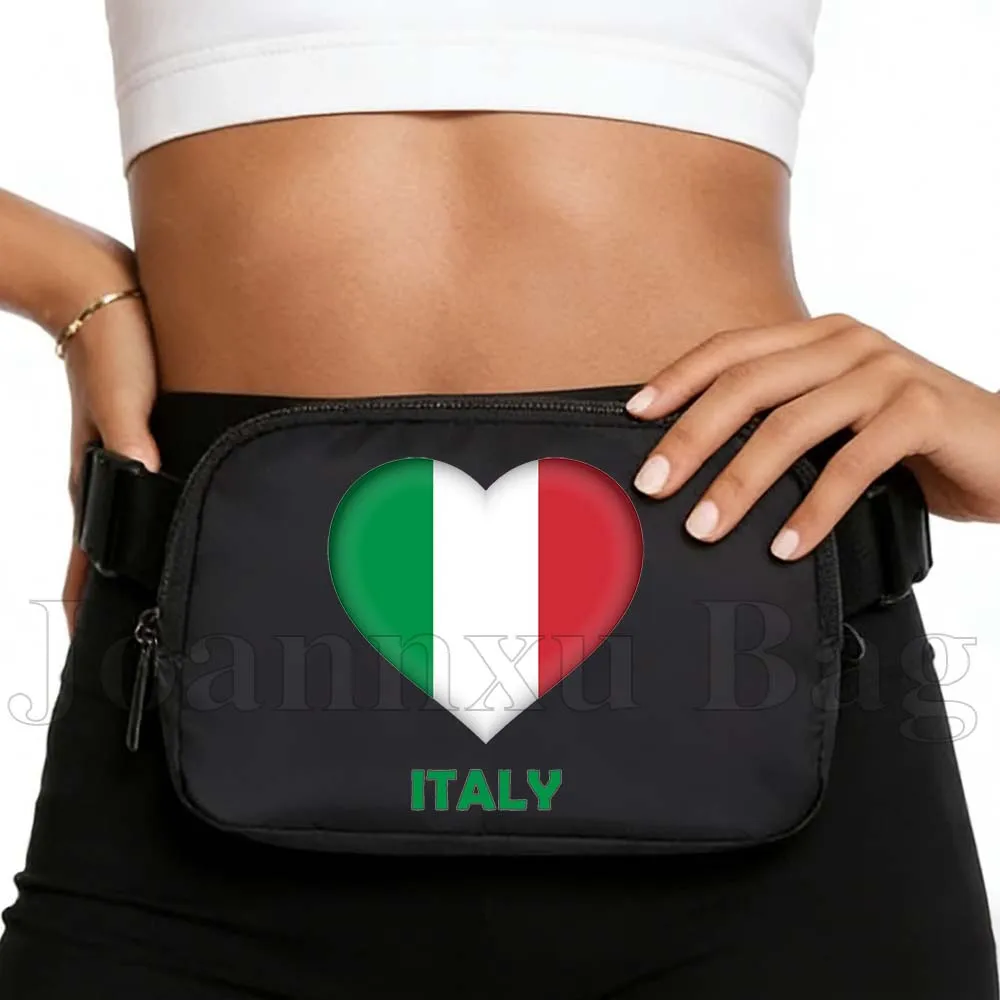 

Italy Heart Flag Running Fanny Pack Waist Bag Pouch Portable Mobile Phone Elastic Sport Waterproof Crossbody Bags Wallet Pouch