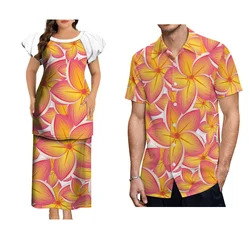 Samoa-Fiji Couple Dress Casual Travel Couple Suit Men'S Pocket Shirt Women'S Puletasi Skirt Custom Polynesian Couple Dress
