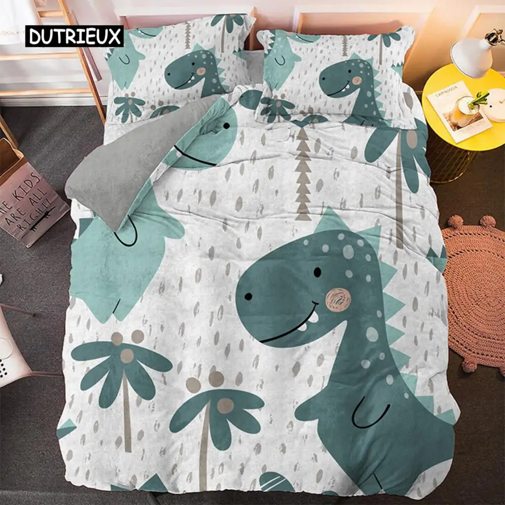 

Cartoon Dinosaur Bedding Set Twin Queen King Size Boho Comforter/Duvet Cover Polyester Quilt Cover Pillowcase Soft Bedclothes