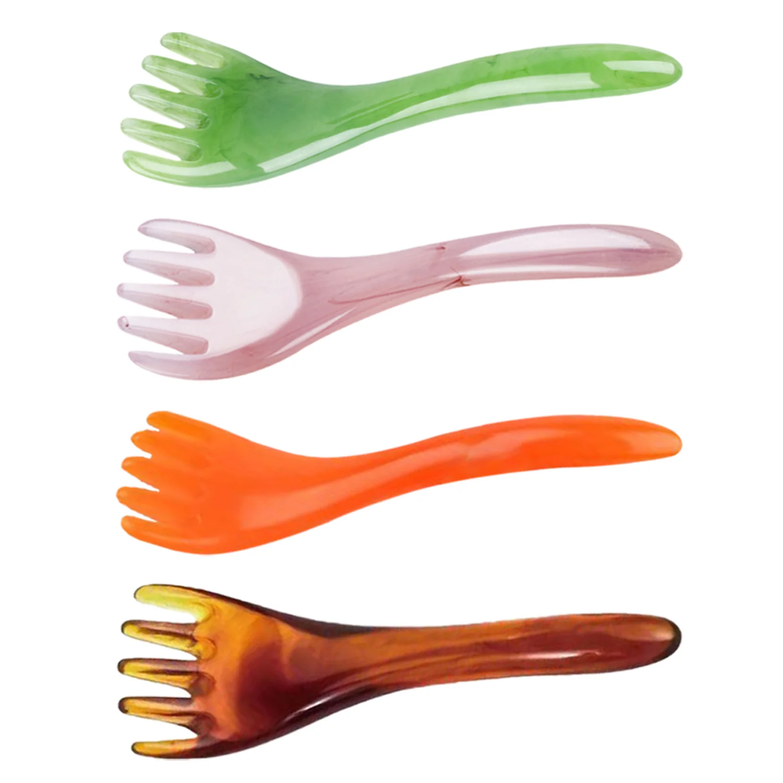 

4 шт., массажер для головы, расческа из смолы, массажный инструмент с широкими зубьями, расслабляющий инструмент для снятия стресса и усталости головы, способствует росту волос и крови