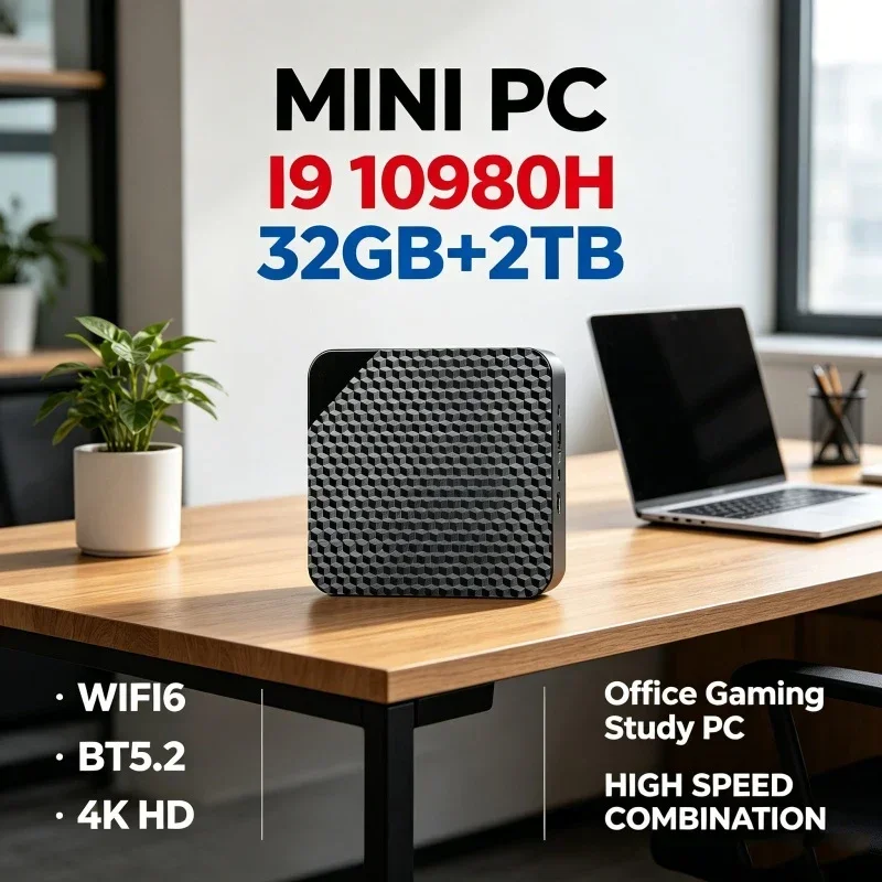 New Mini PC 2026 Intel I9 10980HK Small Pocket Computer 16GB RAM 1TB SSD WiFi 6 BT5.2 Gaming Desktop PC Portable Windows 11