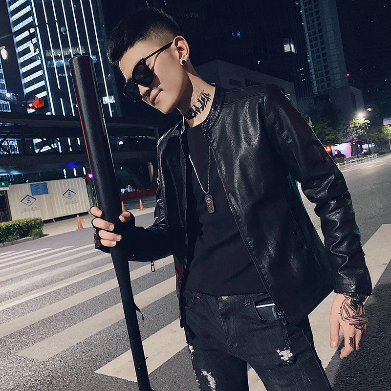 

Мужская приталенная куртка из искусственной кожи для осени и зимы, в байкерском стиле, укороченная, молодежная, повседневная, модная, кожаная жилетка малого размера