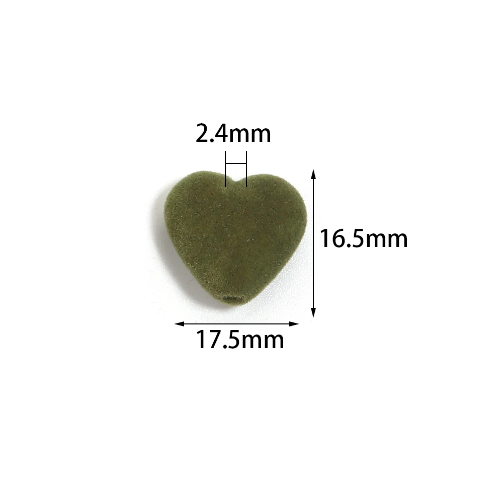 

10Pcs/Lot Velvet Beads Acrylic Love Heart Charm Loose Spacer Beads For DIY Jewelry Making Necklace Handmade Accessories