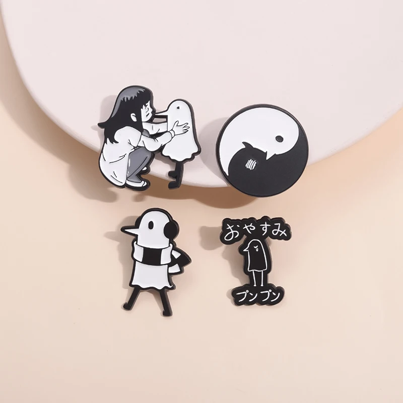 Cartoon Oyasumi Punpun Emaille Pins Benutzerdefinierte Schöne Vogel Tier Abzeichen Rucksack Revers Geschenke Gute Nacht Punk Brosche Schmuck Zubehör – Detail 5