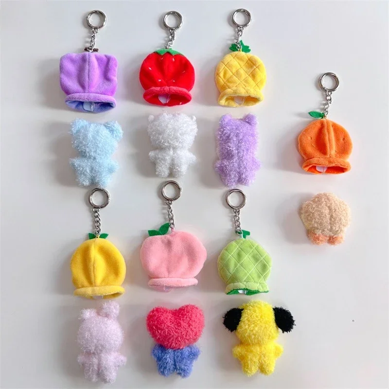 Kawaii BT21 Fruit Head Cover Series Plush Toy Keychain Pendant Cute Doll Decoration CHIMMY COOKY KOYA TATA Anime Gift Toys view 2