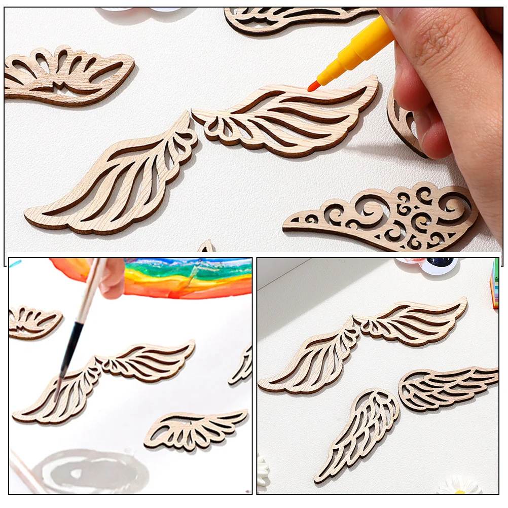 

40Pcs Wood Wings Cutouts Angel Wing Shape Unfinished Wooden Craft DIY Decorations Wedding Christmas Gift Tags Wood Wings Cutouts