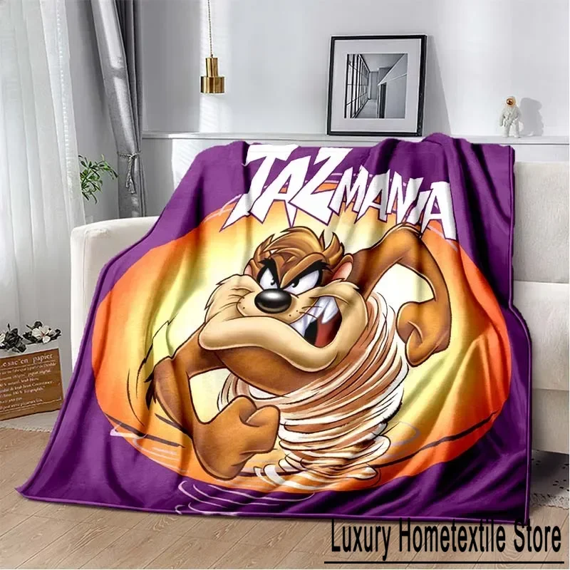 Cartoon T-Tasmanian D-Devil Flannel Blanket,Warm and Soft Blanket  For Couch Sofa Office Home Travel Camping Birthday Gift