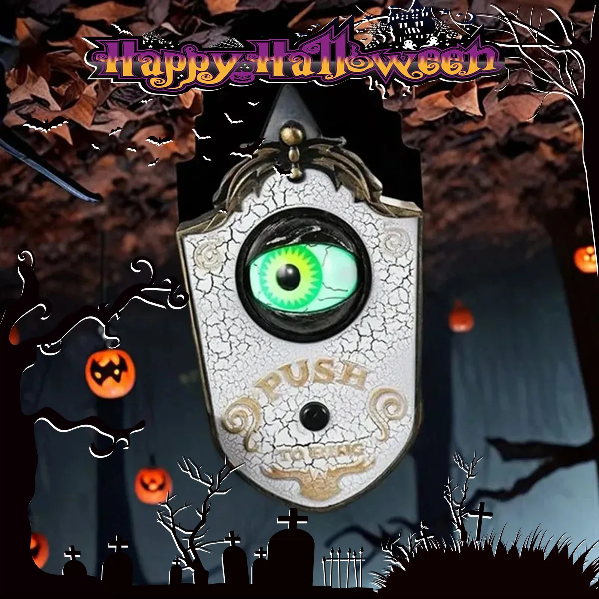 Halloween Eyeball Doorbell Horror Ghost Prank Prop Electric Luminous Sound Glowing Festival Haunted Decoration One Eyed Doorbell