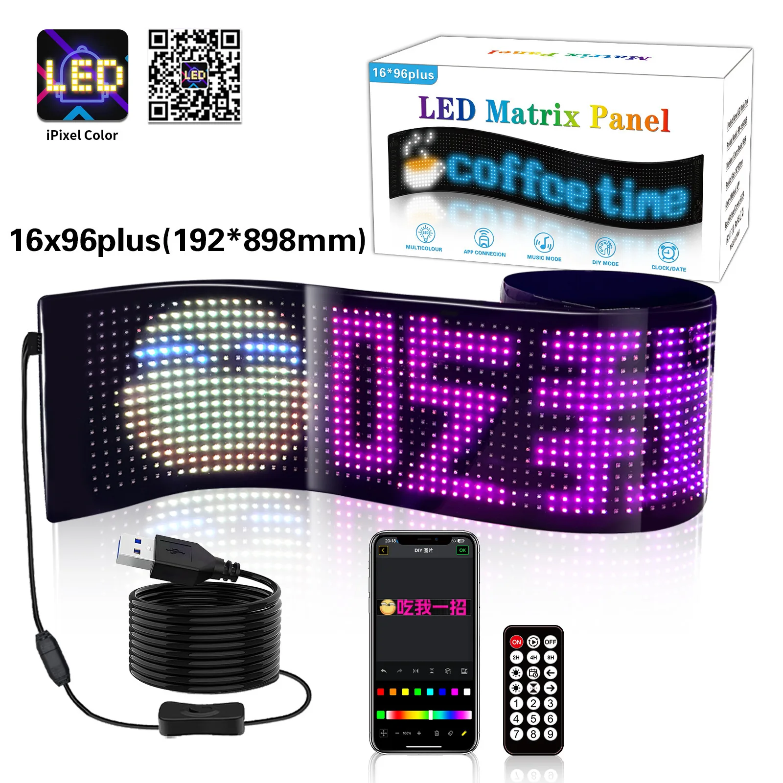 Demon Eyes LED Scrolling Advertising Display Programmabl DIY APP Control Flexible Matrix Pixel Panel Night Light for Car Truck