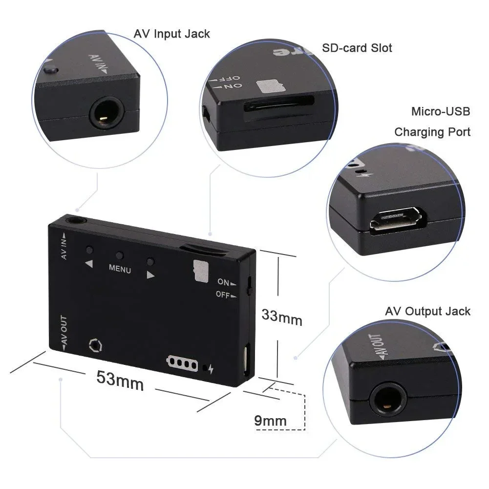 مسجل صغير NewFPV، يدعم تبديل NTSC/PAL، مناسب لطراز التحكم عن بعد المدمج في البطارية، فيديو لطائرة السباق بدون طيار FPV