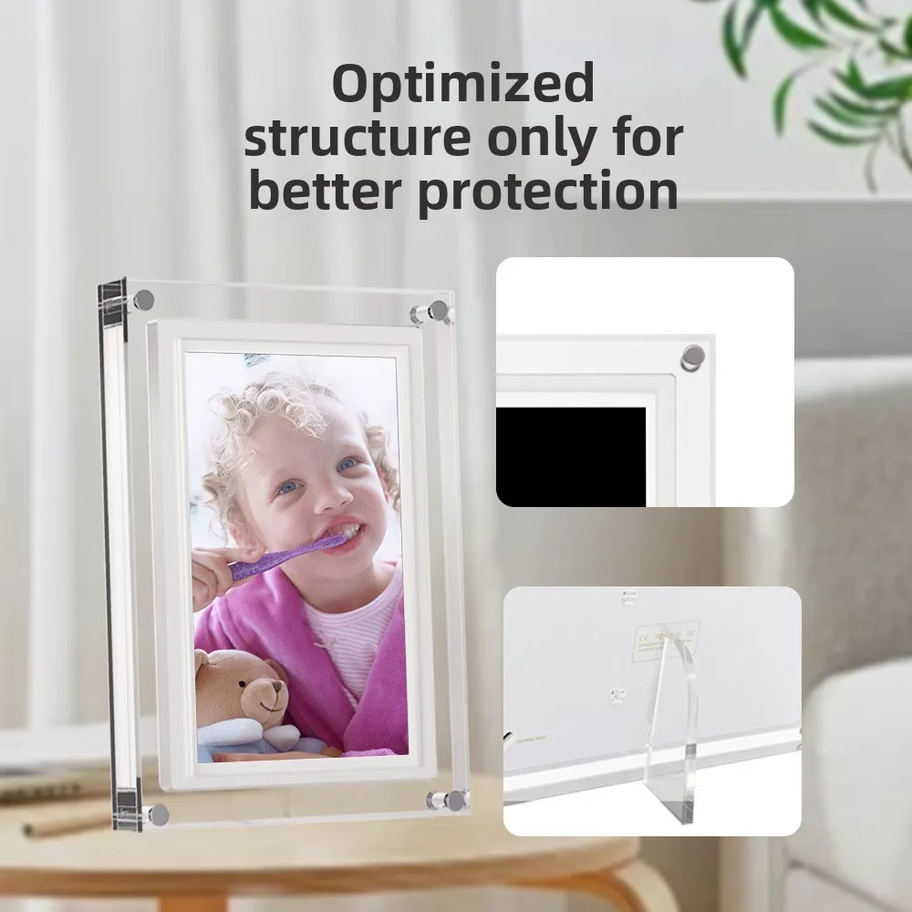 Acrylic Digital Photo Frame 5 and 7 Inch IPS Screen 4GB Memory Rechargeable Battery Auto Rotate Portable Digital Picture Frame