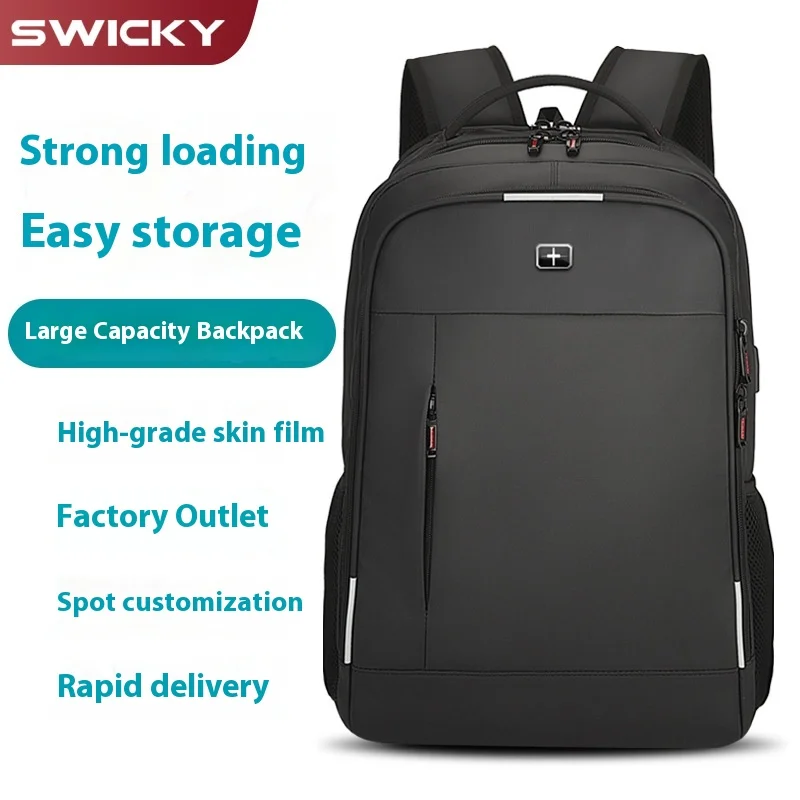 New Men Laptop Backpack Waterproof Anti Theft Swiss Army Knife shoulder bag men\'s senior sense of reflective striped travel stu