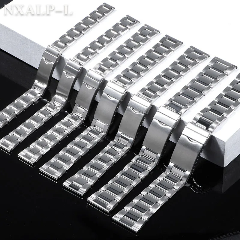 الفولاذ المقاوم للصدأ حزام (استيك) ساعة العالمي حزام للطي مشبك سوار للساعة 12 14 مللي متر 16 مللي متر 18 مللي متر 20 مللي متر 22 مللي متر 24 مللي متر حزام ساعة اكسسوارات